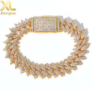 Hip-hop 15mm Barbed Thorn Cuban Chain Zircon Brass Unisex <b>Bracelet</b> Cross-border Trendy Party Custom-made Jewelry - Product Image 1
