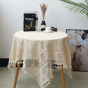 Mantel de encaje de ganchillo de poliéster/algodón patrón escénico lavable duradero mantel de Decoración de mesa personalizable para bodas - Product Image 4