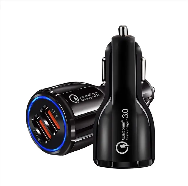 Wholesale USB QC3.0+ USB port fast charging charger ABS dual port USB car charger for iphone