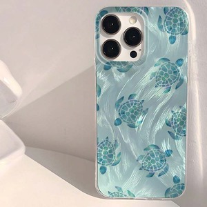 Coque de téléphone portable en PC avec motif de <span class=keywords><strong>tortue</strong></span> de mer <span class=keywords><strong>vert</strong></span> clair et motif de soie argentée pour iPhone 8 X Xr Xs Max 11 12 13 14 15 16 17 Air - Product Image 1