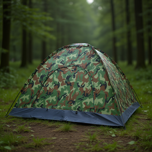 Tente dôme camouflage 3-4 personnes en tissu Oxford, une chambre, poteaux en fibre de verre, pour camping extérieur, trois saisons - Product Image 2