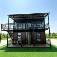 Casa Prefabricada de Dos Pisos, Espaciosa y Bien Ventilada, con Escalera y Terraza, Ideal para Alojamientos en Zonas Turísticas, Cabañas de Glamping y Resorts