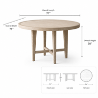 Table à manger ronde en bois massif sur mesure avec base en X, fabricant de tables circulaires en bois de luxe moderne pour projets d'hôtels de charme