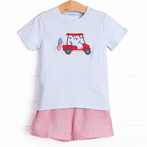 Baby Girl Dresses 4th of July Clothes for Girls Seersucker Custom logo Matching <strong>Family</strong> <strong>Outfits</strong> Kids Boys Clothing Sets - Product Image 5