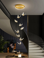 Nordique Duplex Restaurant LED Salon Escalier Lustre Lumière De Luxe Creative Papillon Art Lustre Éclairage