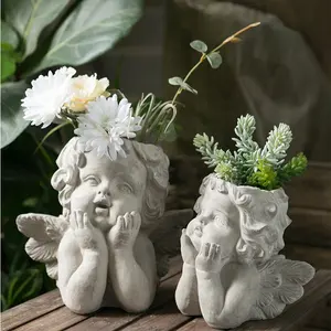 Kreatif Angel Garden Figurine Art Vas Patung Bunga Vas Bunga Pot Tanaman untuk Rumah untuk Taman