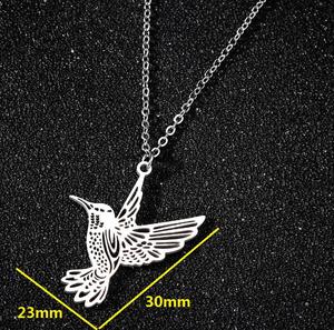 Collier pendentif colibri en acier inoxydable creux, élégant et simple, pour femmes, <span class=keywords><strong>tout</strong></span> ce qui est simple, collier animal - Product Image 2
