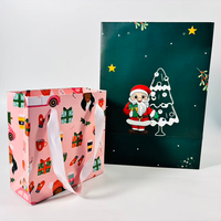 Sac cadeau en papier pour les fêtes avec poignée découpée, taille et design personnalisés pour les boutiques de détail, emballage de cadeaux de Noël