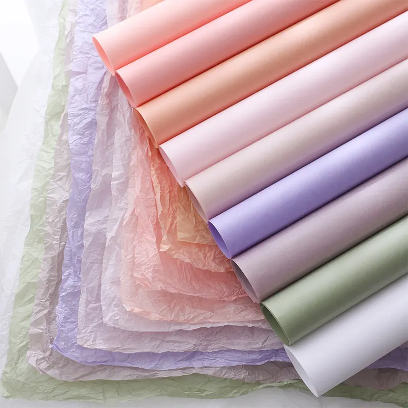 Korean Style Lined Flower Wrapping Paper Line Matt Tissue Packing Crepe Paper