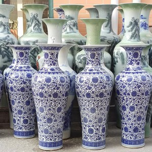 Jingdezhen porcelaine fleur sol <span class=keywords><strong>vase</strong></span> art décor intérieur et extérieur <span class=keywords><strong>grand</strong></span> <span class=keywords><strong>vase</strong></span> en céramique bleu et blanc - Product Image 3