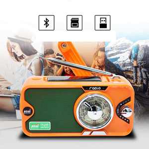 Retro Solar Emergency Radio, AM/FM/SW/NOAA with LED <b>Flashlight</b> & Reading Light - Product Image 3