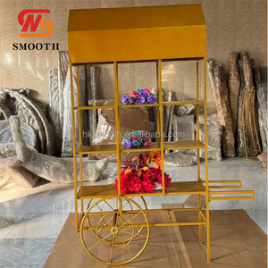 Support à fleurs en métal doré moderne pour événements de mariage, chariot à bonbons, présentoir de gâteaux, chariot de table à dessert - Product Image 2