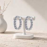 Orecchini a Cerchio di Lusso in Argento Sterling S925 con Moissanite da 2,6 Carati