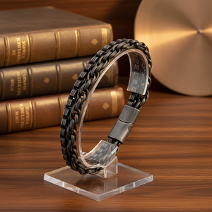Bracelet chaîne double <span class=keywords><strong>gourmette</strong></span> ZG en acier inoxydable, étanche, PVD noir, vintage, pour <span class=keywords><strong>homme</strong></span> - Product Image 4
