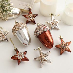 Plastic Glitter Christmas Tree <b>Star</b> Ornaments <b>Hanging</b> Christmas Pinecone Ornaments for Christmas Tree - Product Image 1