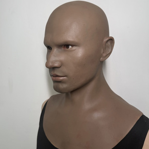 Máscara de Cosplay Realista de Silicone para Cabeça Inteira, Tom de Pele Africana, Máscara de Halloween de Rosto Humano, Acessório de Filme de Homem Jovem Careca - Product Image 2