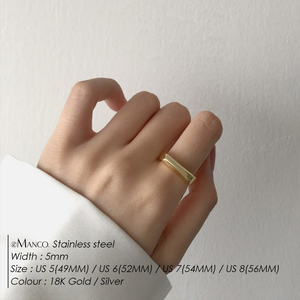Anello EMANCO Liscio in Acciaio Inossidabile Stile Punk Hip Hop per Donna e Uomo, Placcato Oro 18K, Regalo per Matrimonio, Fidanzamento, Festa, Compleanno - Product Image 2