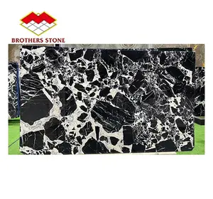 Polished Black Marble With White Veins Slabs Napoleon Black Marble Grand Antique Marble