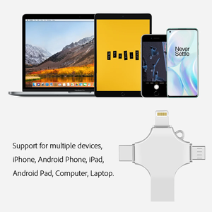 แฟลชไดรฟ์ USB 3.0 ยอดนิยม 4 in 1 ความจุ 8GB-256GB ความเร็วสูง สำหรับ <span class=keywords><strong>iPhone</strong></span> Android ถ่ายโอนข้อมูลรวดเร็ว OTG ยูเอสบีดิสก์ - Product Image 4