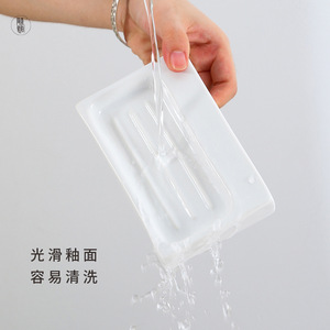 Ceramic Soap Dish Square White 13.3x8.5x2.4cm For Bathroom Use - Product Image 2