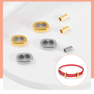 Stainless Steel Figure-8 Buckle Cord <b>Rope</b> <b>Bracelet</b> Clasp with Silicone Stoppers | Adjustable Jewelry DIY Accessories for Crafts - Product Image 1