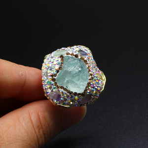 Anello con Grande Pietra Stile Vintage Placcato Oro 18K con Gemme e Quarzo per <span class=keywords><strong>Uomo</strong></span> e <span class=keywords><strong>Donna</strong></span> Matrimonio Fidanzamento Vendita all'Ingrosso - Product Image 6