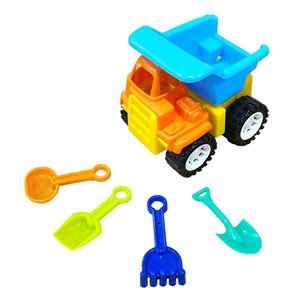 Ensemble de jouets mini-camions à benne basculante pour enfants avec pelle et râteau, jouet de plage en plastique pour s'amuser sur le sable - Product Image 1