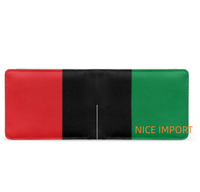 Dompet Kulit Bendera Kosrae untuk Pria Dompet Lipat Dua Kapasitas Ekstra dengan Jendela ID Dompet Tipis dengan Banyak Slot Kartu