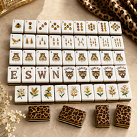 Jeu de Mahjong Américain à Imprimé Léopard, 160 Pièces, Tuiles de Mahjong en Acrylique Gravées 4 Couches, Dos Léopard Doré, Luxe