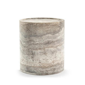 Set di Tavolini da Caffè in Travertino Naturale Stile Wabi-Sabi <span class=keywords><strong>Moderno</strong></span> e Lussuoso, Tavolino Rotondo da Salotto con Base a Plinto - Product Image 5