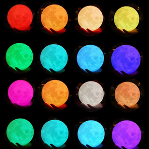 PVC Lunar Light Gift Rechargeable 16 Colors Touch Change Remote Printing <strong>Globe</strong> 3D Printed <strong>Moon</strong> Lamp - Product Image 3