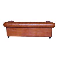 Canapé Chesterfield convertible multifonctionnel en cuir véritable marron de style moderne pour salon, décoration intérieure