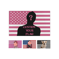 Drapeau américain rose personnalisé avec nom ou message personnalisé, tissu rose, fabrication sur mesure pour la décoration de la maison, du jardin, du bureau ou de l'école