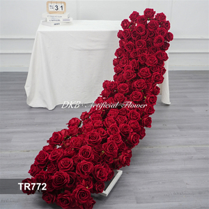 DKB Venta al por Mayor de Fábrica, Camino de Mesa de Rosas Artificiales de Seda Rojas, Blancas y Rosas, Hilera Floral para Decoración de Arcos de Boda y Fiestas - Product Image 3