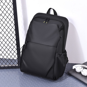 Nouveau Sac à Dos Tendance pour Ordinateur Portable Noir Résistant à l'Eau avec Compartiment pour Ordinateur Bretelles Unisexe Couleur Unie Printemps 2025 - Product Image 2