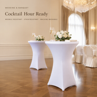 Housse de table cocktail extensible ajustée pour table haute ronde – Idéale pour la restauration, les mariages, les réceptions, les événements – Fournitures personnalisées pour organisateurs de fêtes