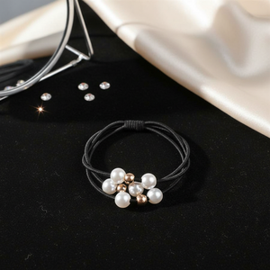 Vendita calda fasce elastiche a coda di cavallo di lusso accessori per lo Styling dei capelli strass raso perla velluto moda di tendenza - Product Image 3