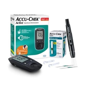 Kit de <span class=keywords><strong>glucómetro</strong></span> Accu-Chek <span class=keywords><strong>Active</strong></span> con 10 tiras, 10 lancetas y un dispositivo de punción gratuito para una prueba precisa de glucosa en sangre - Product Image 4