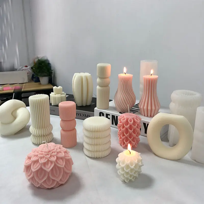 3D Candle Mold Curved Stripe Silicone Molds Resin Molds for DIY Wedding Dinner Candle Making Supplies