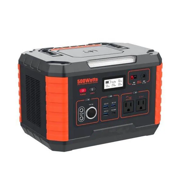 Portable Power Station 500W Portable Battery 110V 220V AC DC Solar Power Station Outdoor PD Type C Powered Generator