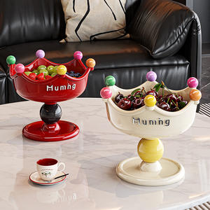 Plato de Drenaje para Frutas, Plato de Dibujos Animados para Niños, Plato de Almacenamiento de Frutas Secas, Plato de Caramelos con Base Alta para Sala de Estar - Product Image 1