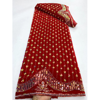 Tissu en dentelle de velours africain en gros avec perles, prix compétitif, tissu en dentelle de velours à sequins