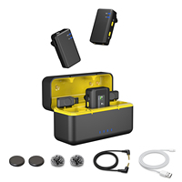 Microphone Lavalier sans Fil Miniature à Double Canal avec Réduction du Bruit, Mémoire Intégrée de 4 Go, Logo Personnalisé pour l'Enregistrement et la Diffusion en Direct