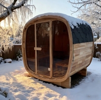 Sauna Uap Tradisional Kayu Cedar Kanada dengan Pemanas Listrik, Sauna Kayu Solid untuk Rumah dengan Set Aksesoris Lengkap