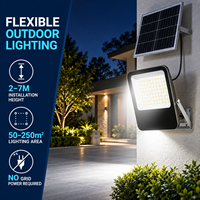 Projecteur solaire LED IP66 60-400W avec télécommande et minuterie, batterie LiFePO4 pour jardin, cour, allée et sécurité
