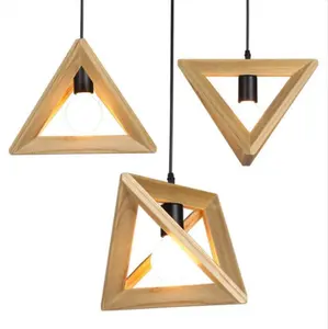 Café hogar geométrico triángulo roble decorativo moderno led luz colgante de madera