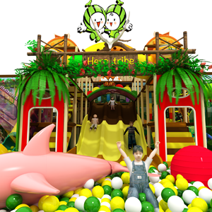 Aire de jeux jungle personnalisée Aoleao pour parents et enfants avec toboggan à thème animalier et piscine à balles, certifiée CE TUV pour centre commercial - Product Image 1
