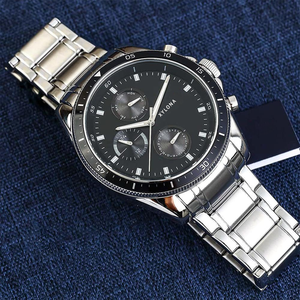 Montre à quartz multifonction pour hommes Montre décontractée <span class=keywords><strong>en</strong></span> acier inoxydable avec bracelet <span class=keywords><strong>en</strong></span> textile Montre <span class=keywords><strong>en</strong></span> <span class=keywords><strong>cuir</strong></span> - Product Image 2