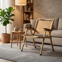 Chaise de camping pliable durable JIFENG JF-C01 avec métal laiton, toile et bois de noyer noir pour une utilisation en intérieur/extérieur