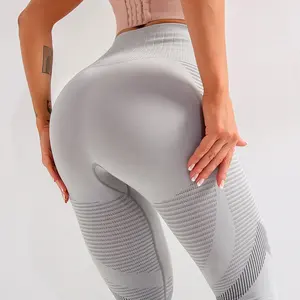 Hot Sale Custom Logo Yoga Calças Mulheres Ginásio Fitness Oco Leggings Seamless Leggins Mujer Por Mayor